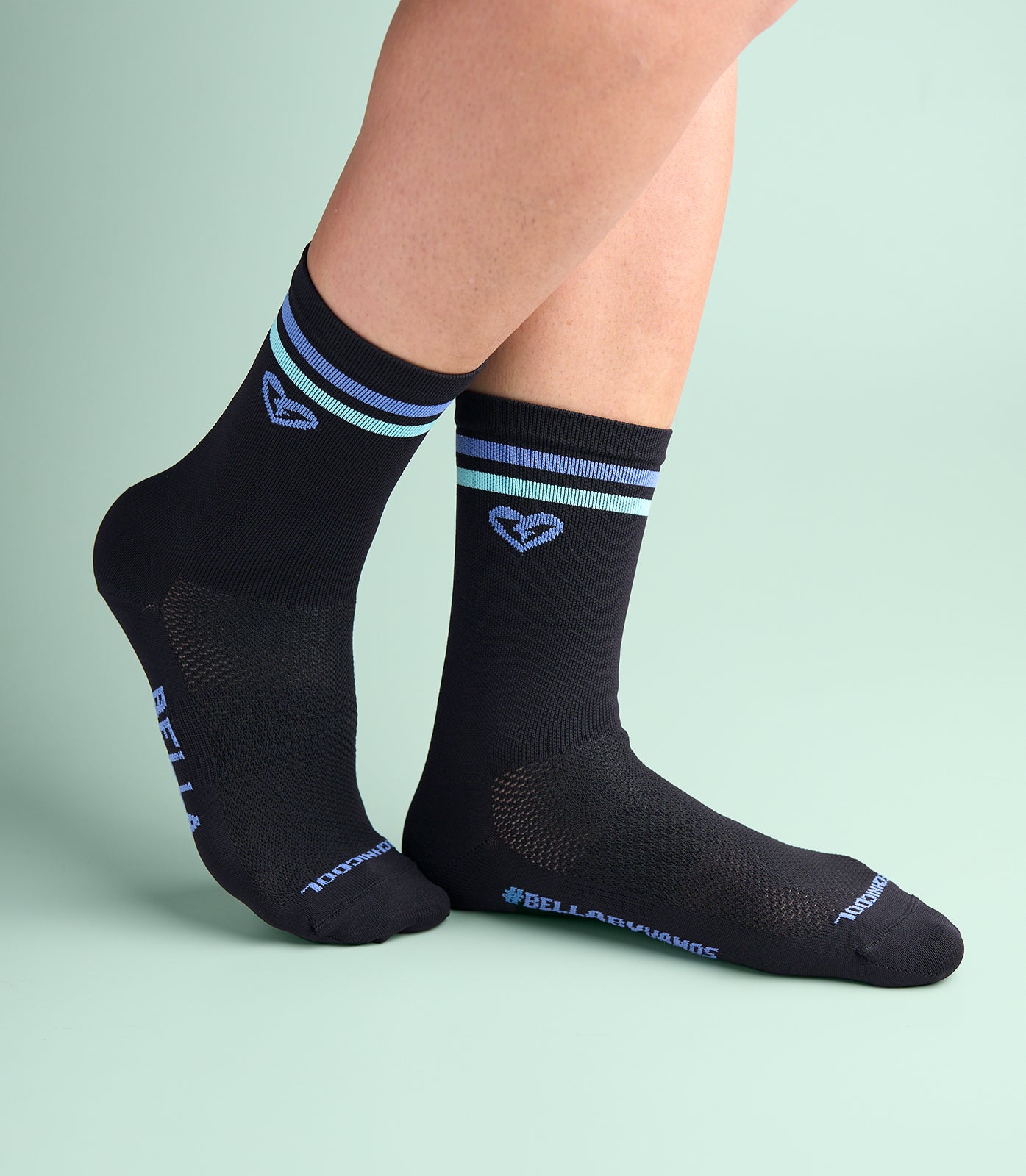 ARASHA (BLACK/BLUE MINT) BELLA CREW SOCKS