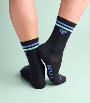 ARASHA (BLACK/BLUE MINT) BELLA CREW SOCKS