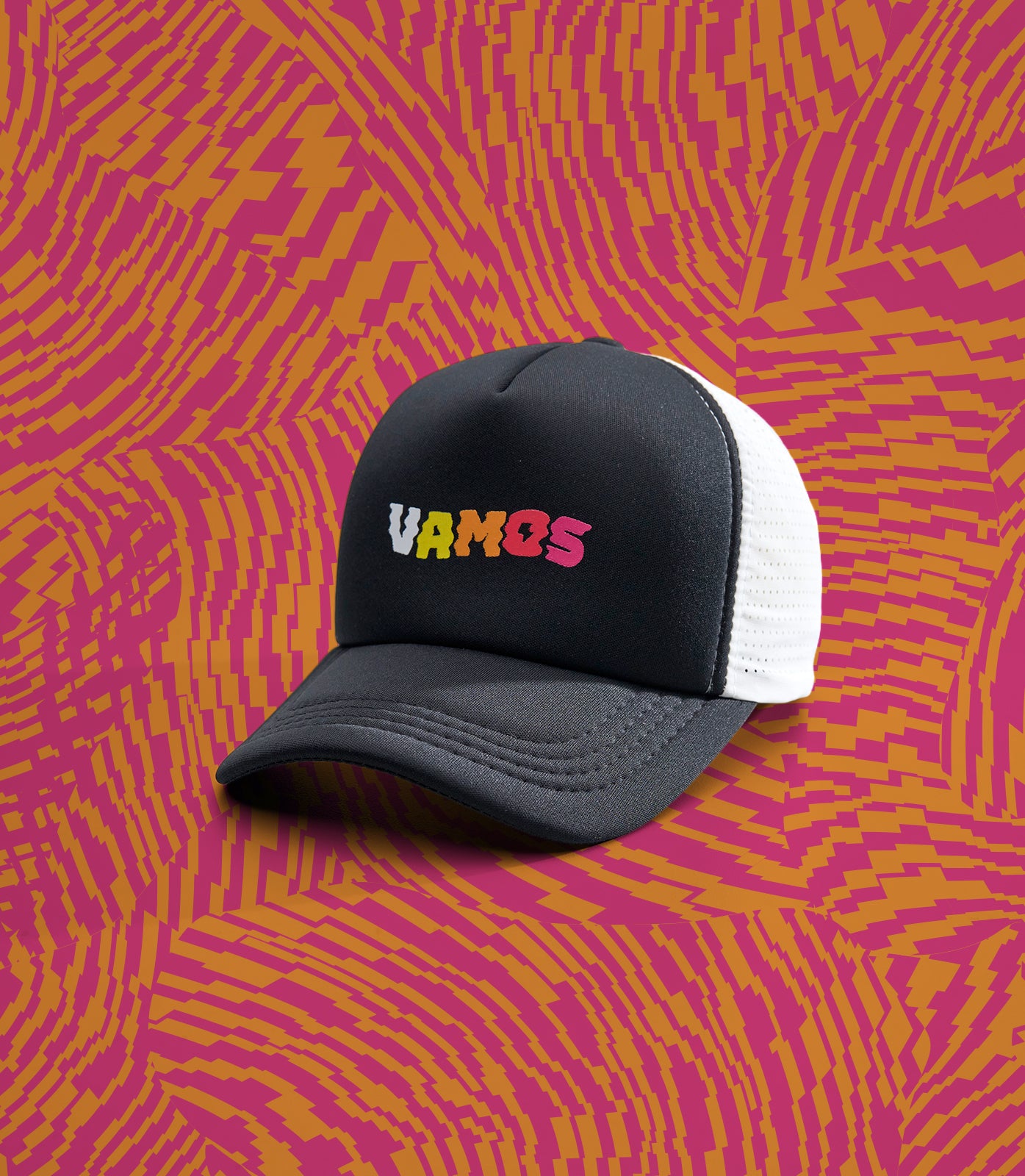 CLOUDE PERF+ VAMOS TRUCKER CAP (BLACK/WHITE)