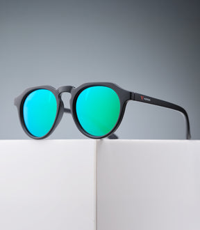 CORINZIO MATTE BLACK FRAME - BLUE GREEN LENS SPEX