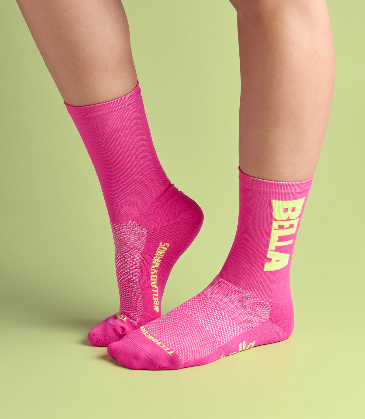 ELEKTRA (PINK/YELLOW) BELLA CREW SOCKS