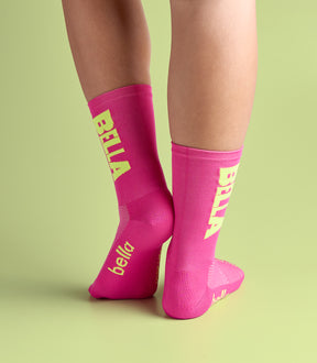 ELEKTRA (PINK/YELLOW) BELLA CREW SOCKS