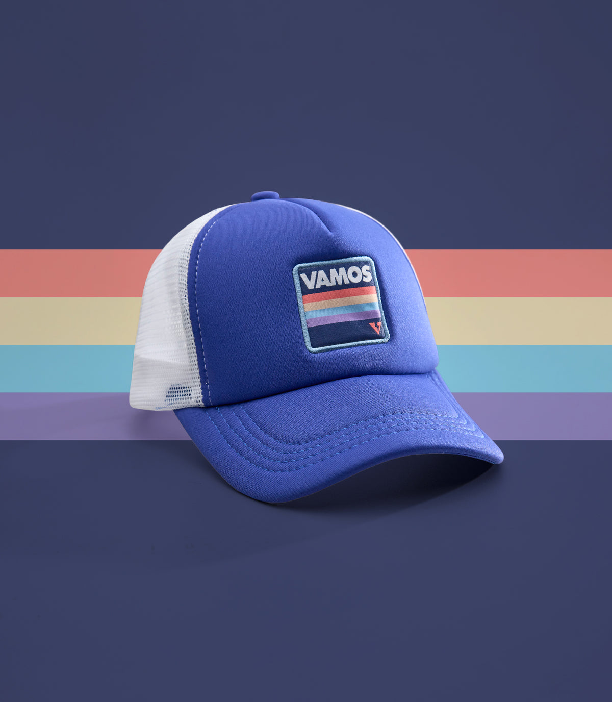 GAVIN PERF+ VAMOS TRUCKER CAP (BLUE/WHITE)