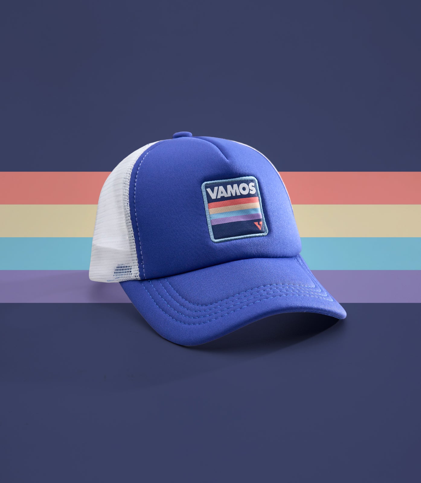 GAVIN PERF+ VAMOS TRUCKER CAP (BLUE/WHITE)