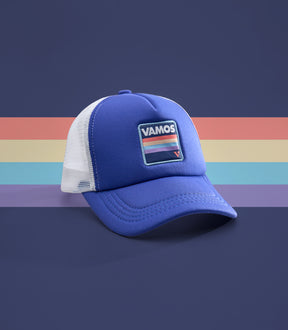 GAVIN PERF+ VAMOS TRUCKER CAP (BLUE/WHITE)