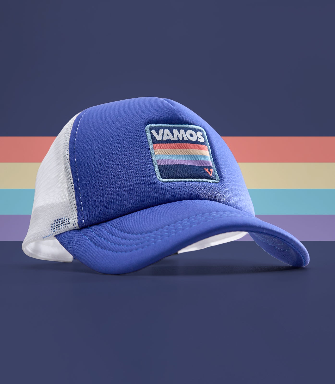 GAVIN PERF+ VAMOS TRUCKER CAP (BLUE/WHITE)