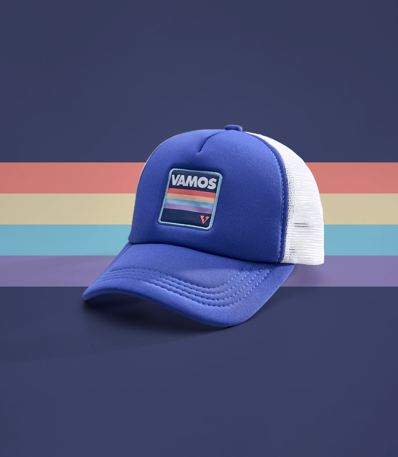 GAVIN PERF+ VAMOS TRUCKER CAP (BLUE/WHITE)