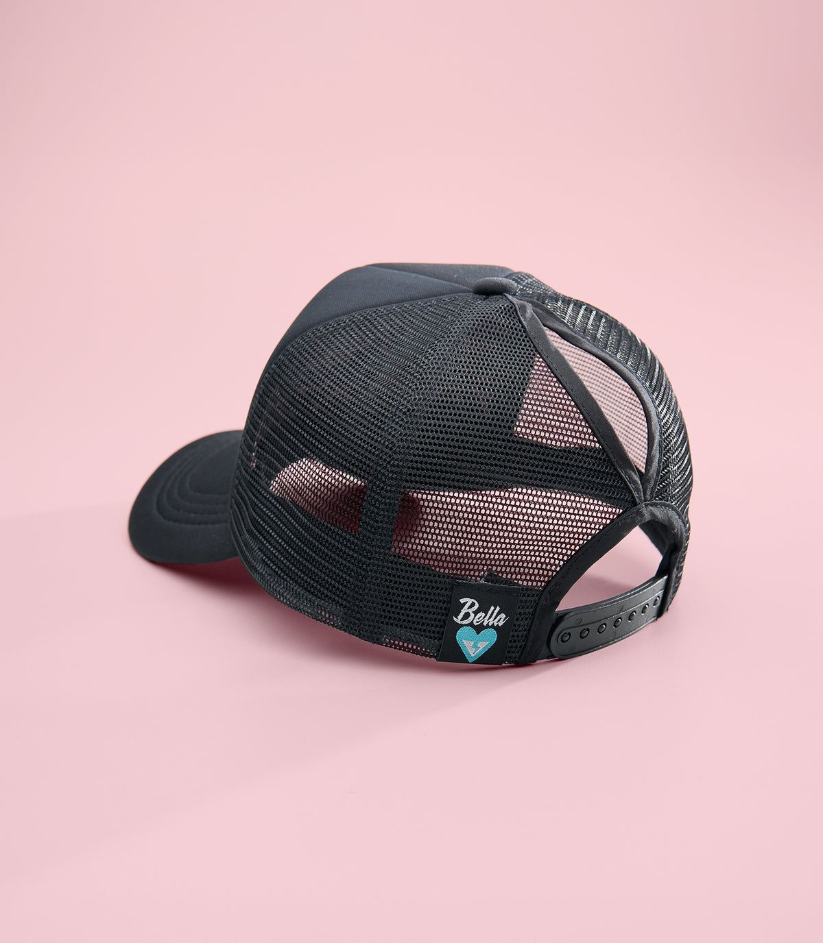 KIMBERLY (BLACK) BELLA PONY TRUCKER CAP