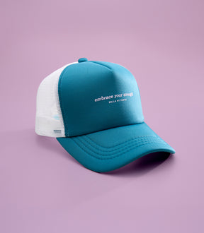 MARIELLE (BLUE/WHITE) BELLA PONY TRUCKER CAP